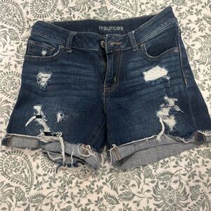 Maurices Dark Blue Distressed Jean Shorts